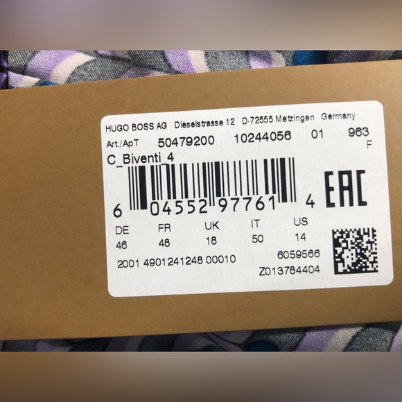 NWT Boss Oversized Button Down Top in Black Purple and Blue - Size 14 - Picture 9 of 9